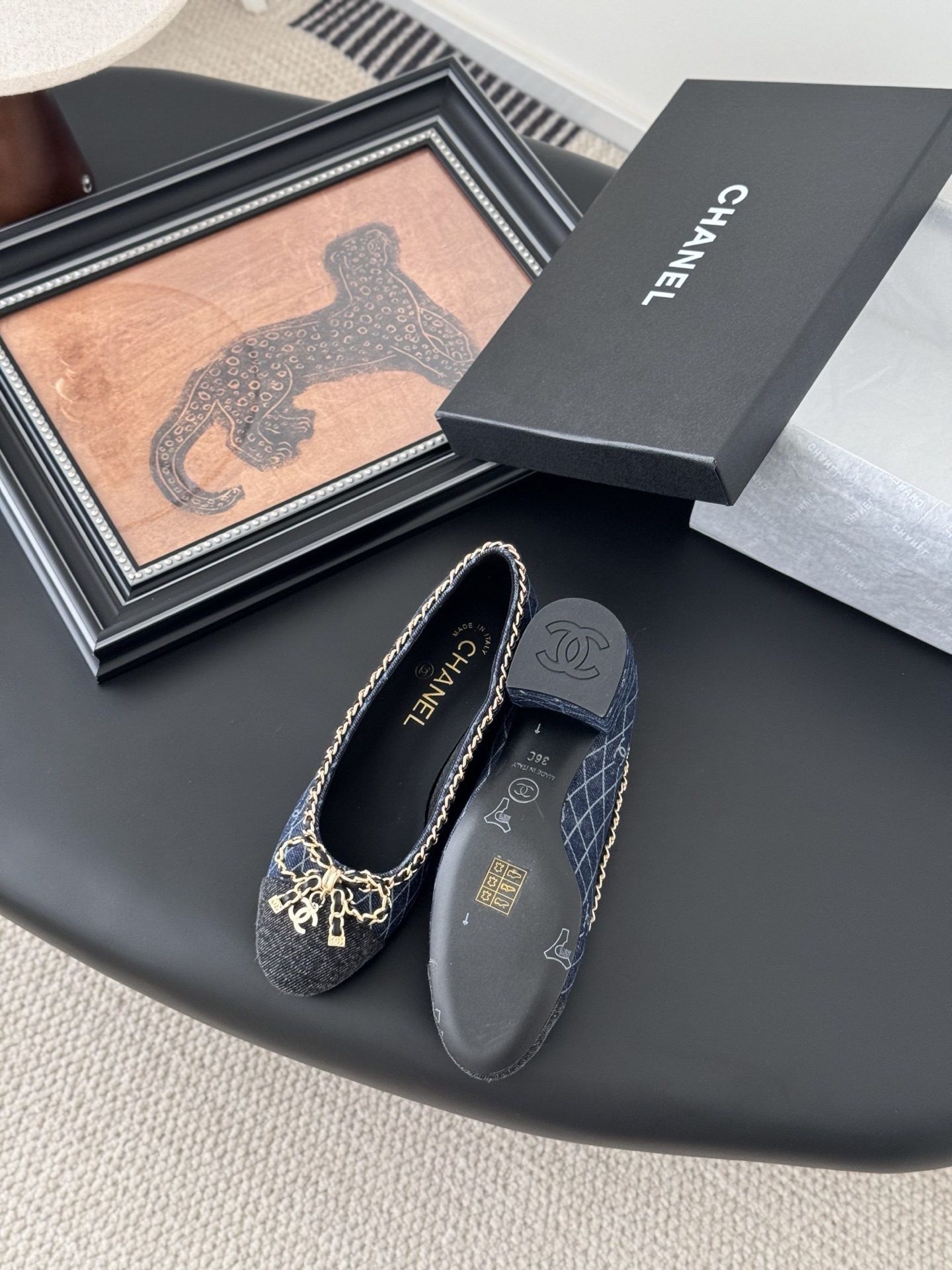 chanel 샤넬 25K 신상 체인 더블 C 통굽 단화 플랫 슈즈 신발