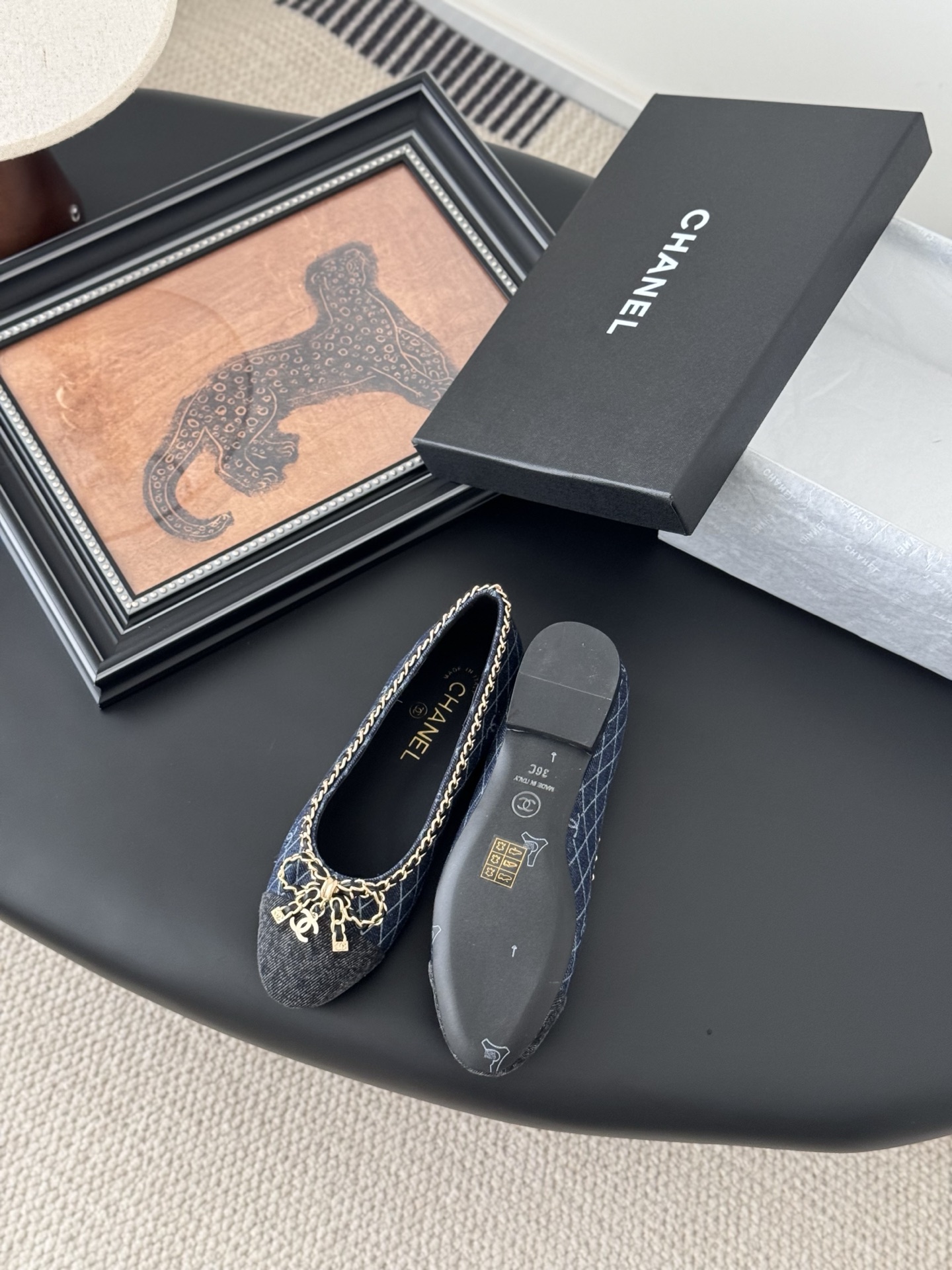 chanel 샤넬 25K 신상 체인 더블 C 통굽 단화 플랫 슈즈 신발