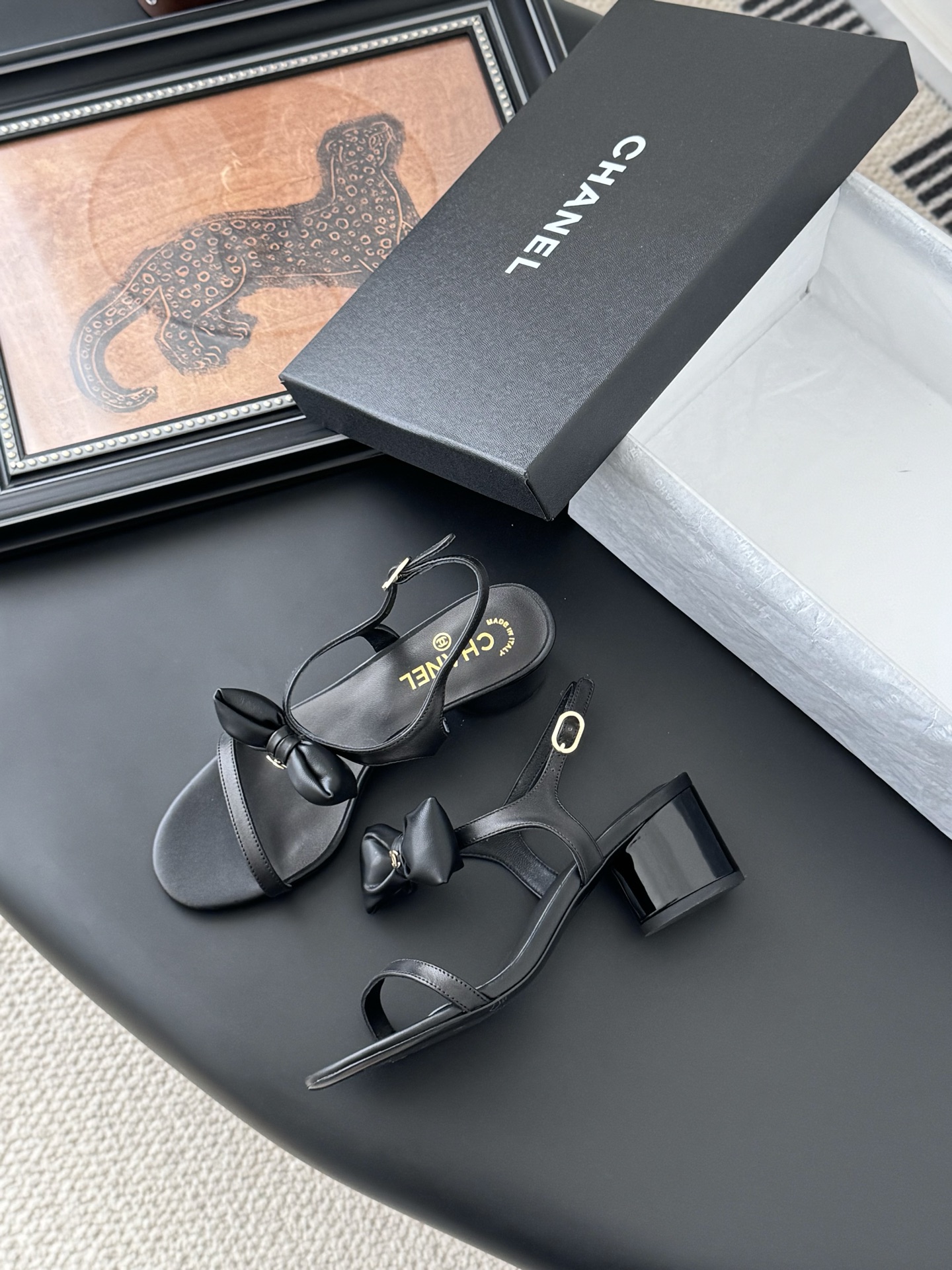 Chanel 샤넬 통굽 힐 샌들 구두 신발