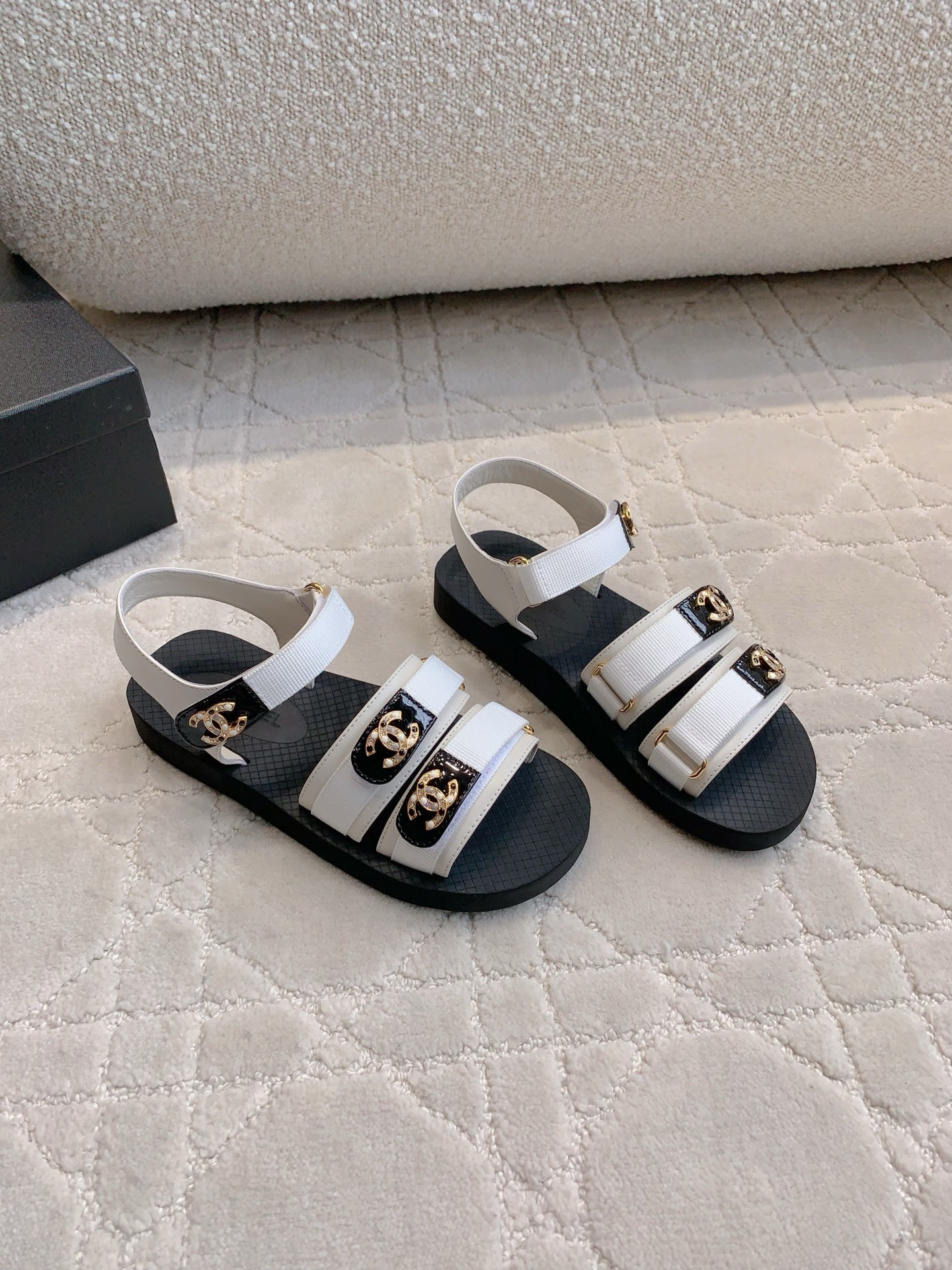 CHANEL 샤넬 벨크로 비치 샌들 신발