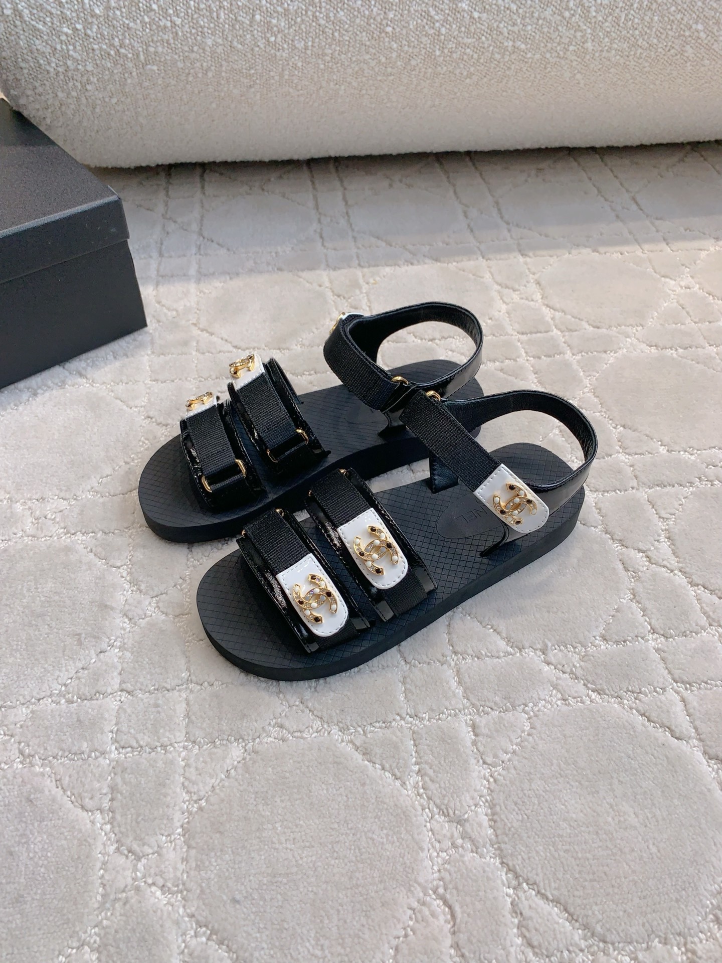 CHANEL 샤넬 벨크로 비치 샌들 신발