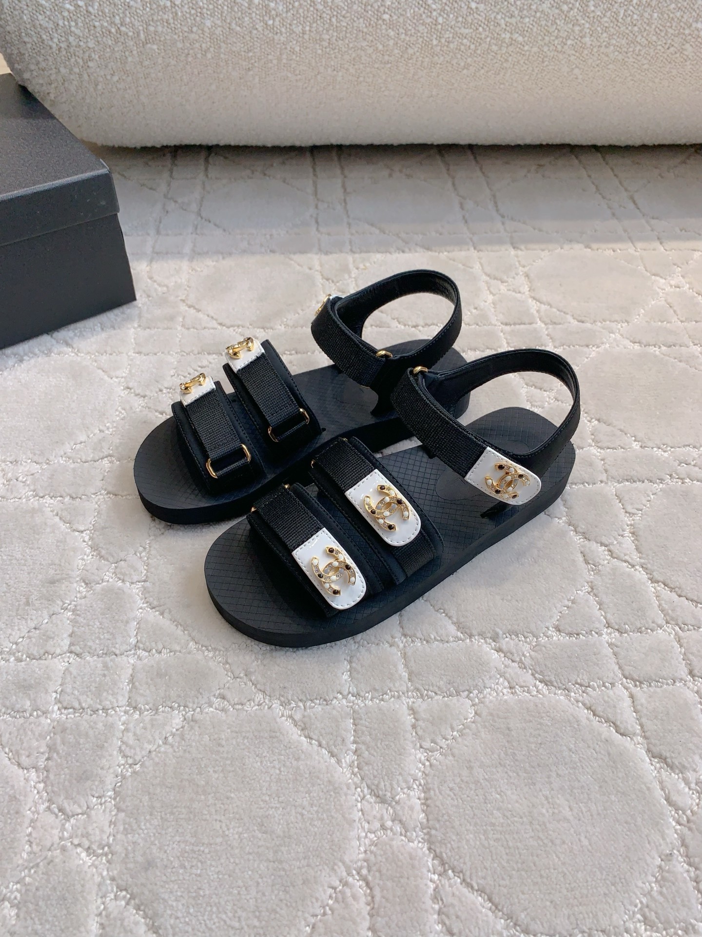 CHANEL 샤넬 벨크로 비치 샌들 신발