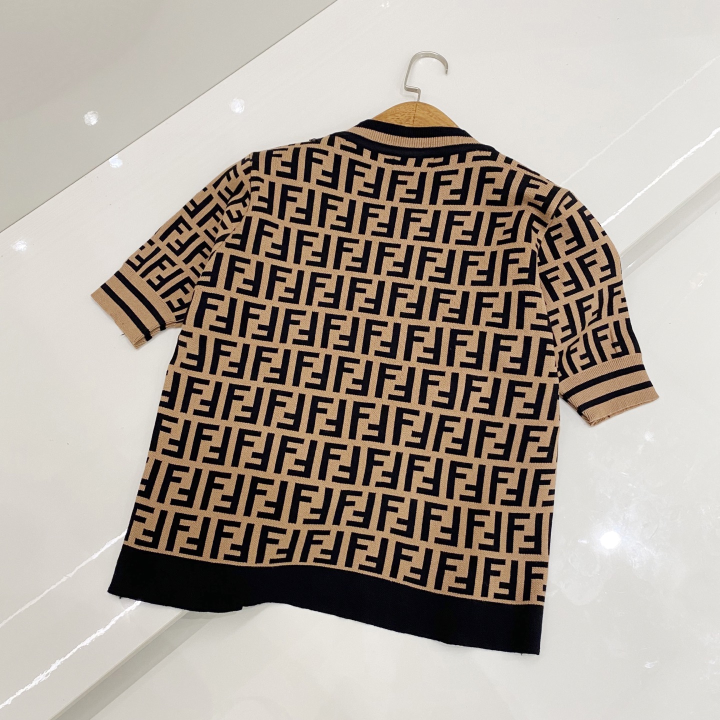 FENDI 펜디  올오버 자카드 니트 반팔 티셔츠 의류