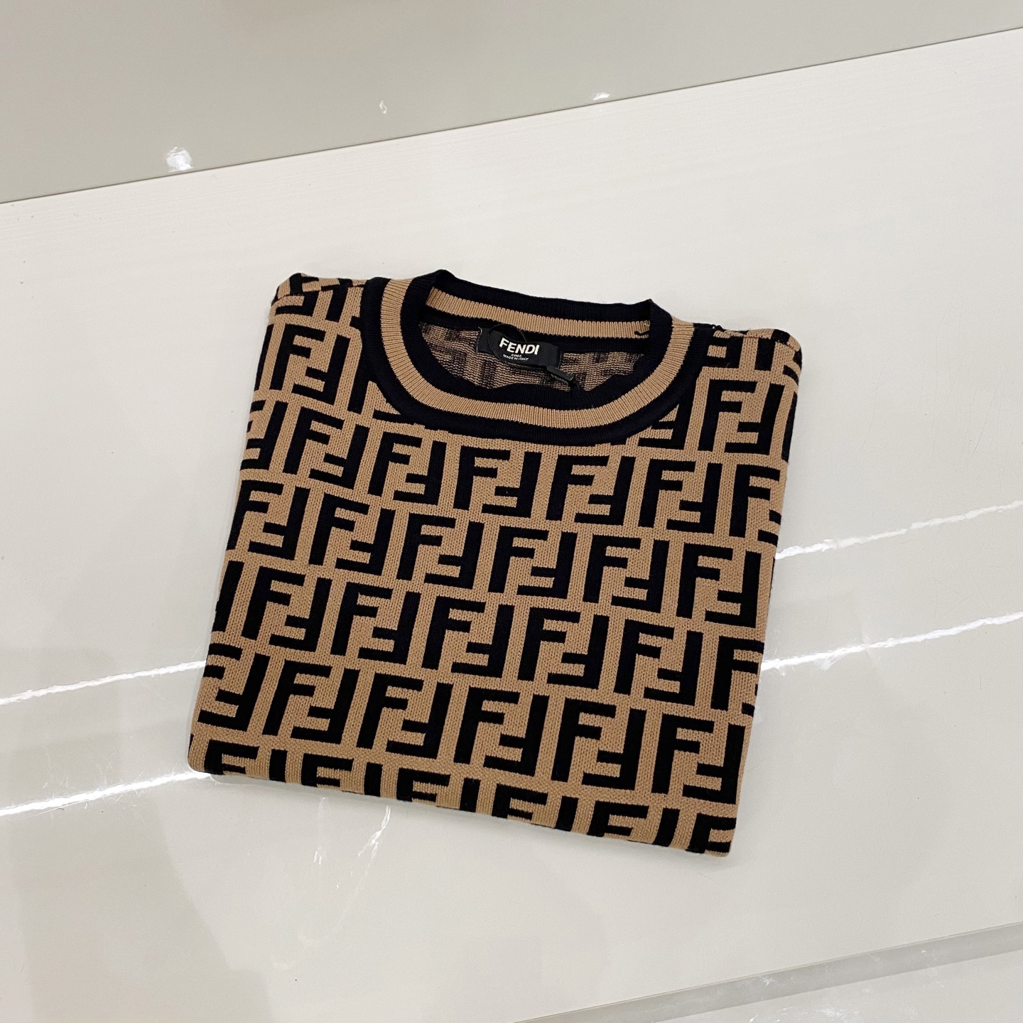 FENDI 펜디  올오버 자카드 니트 반팔 티셔츠 의류