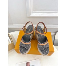 LOUIS VUITTON LV 루이비통 데님 웨지 통굽 샌들 신발