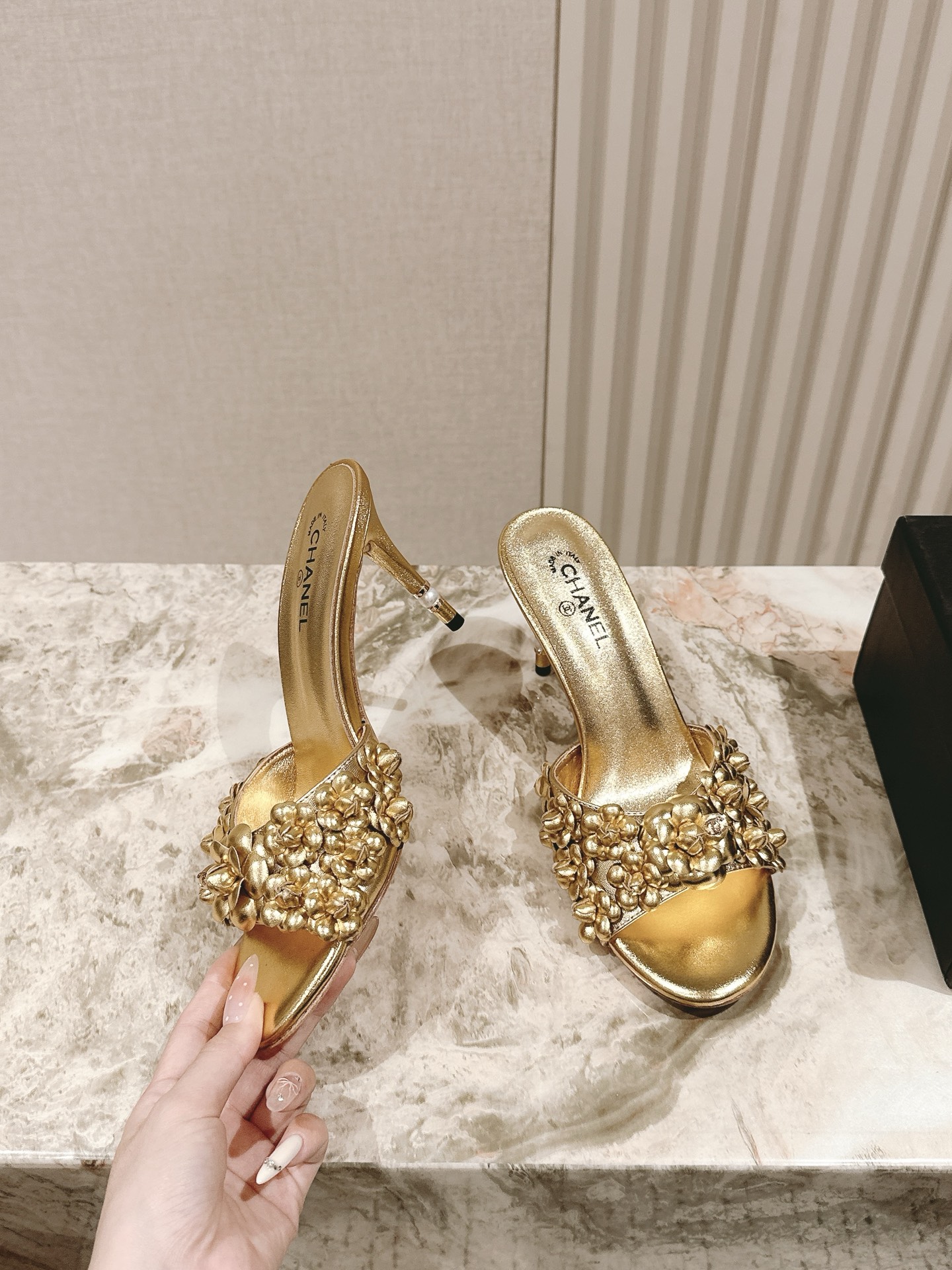 CHANEL 샤넬 힐 샌들 슬리퍼 신발