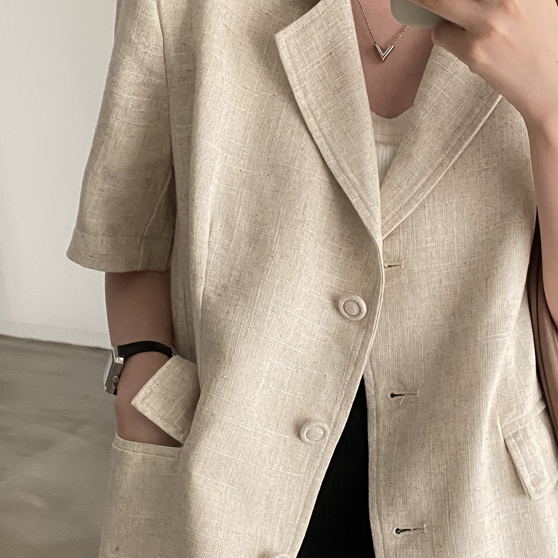 2025 여성 오버핏 시원한 린넨 자켓