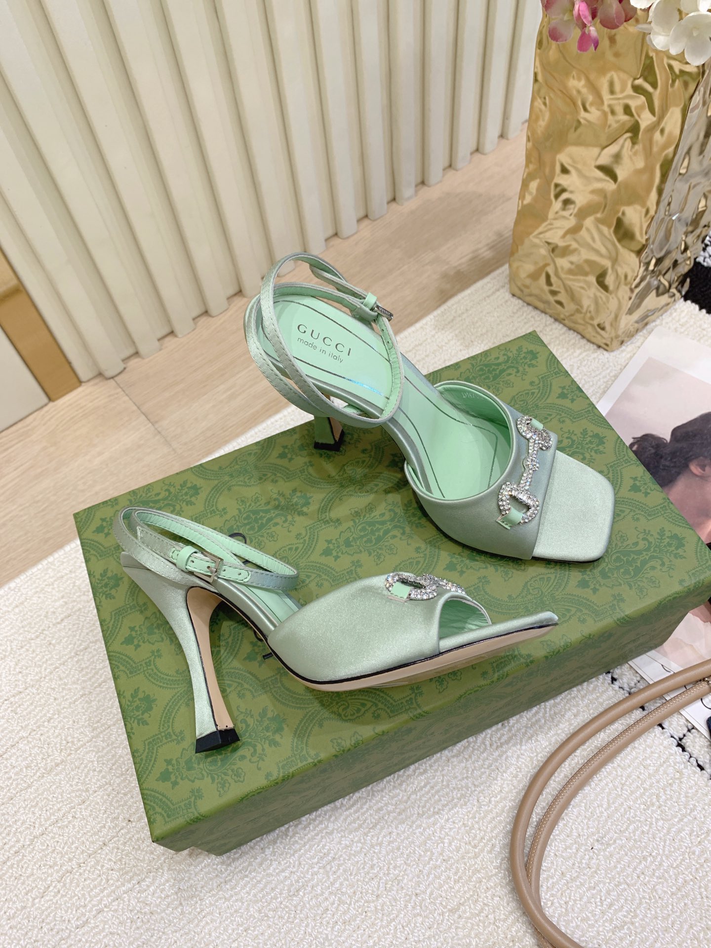 Gucci 구찌 실크 스트랩 힐 샌들 신발