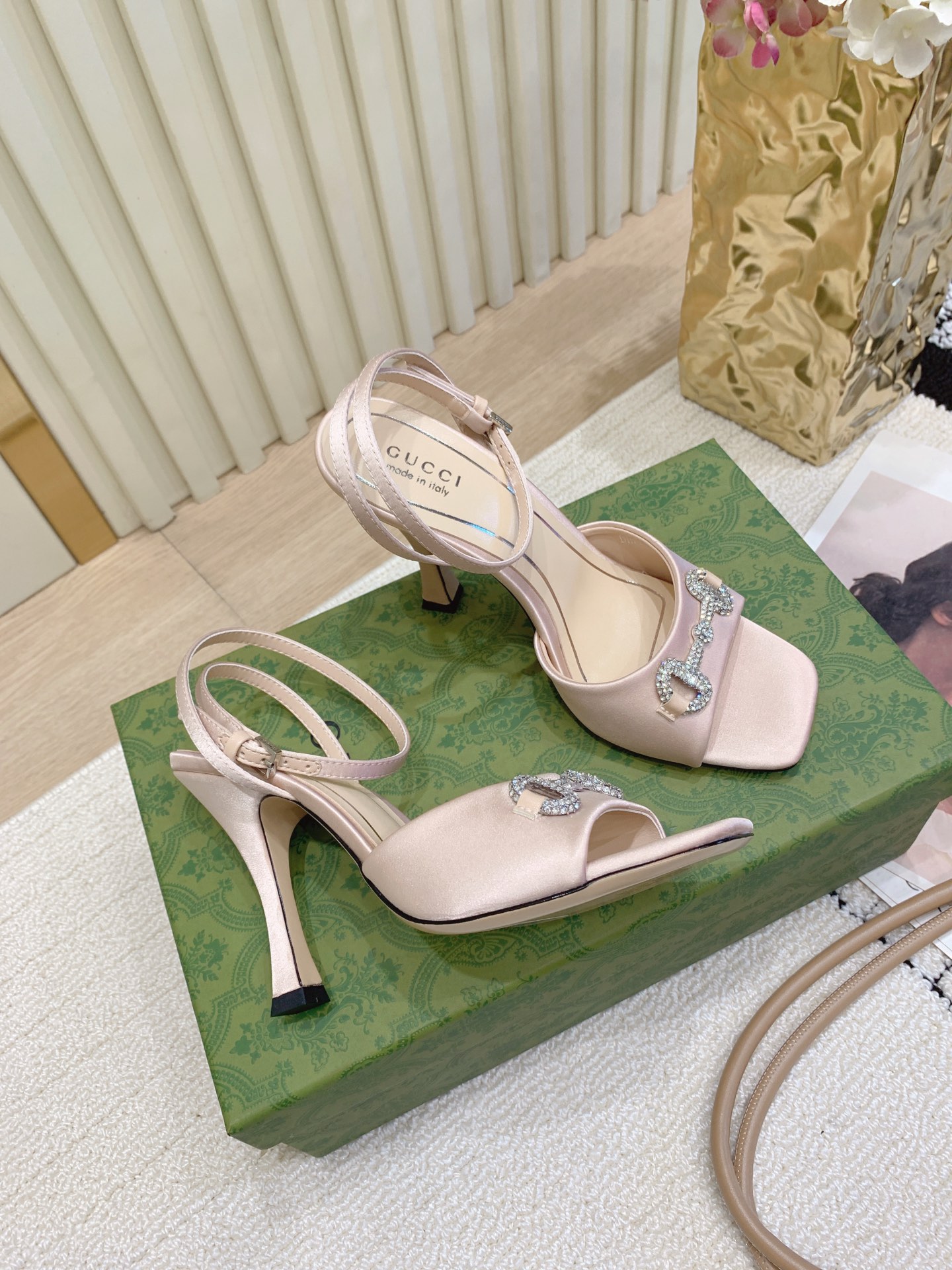 Gucci 구찌 실크 스트랩 힐 샌들 신발