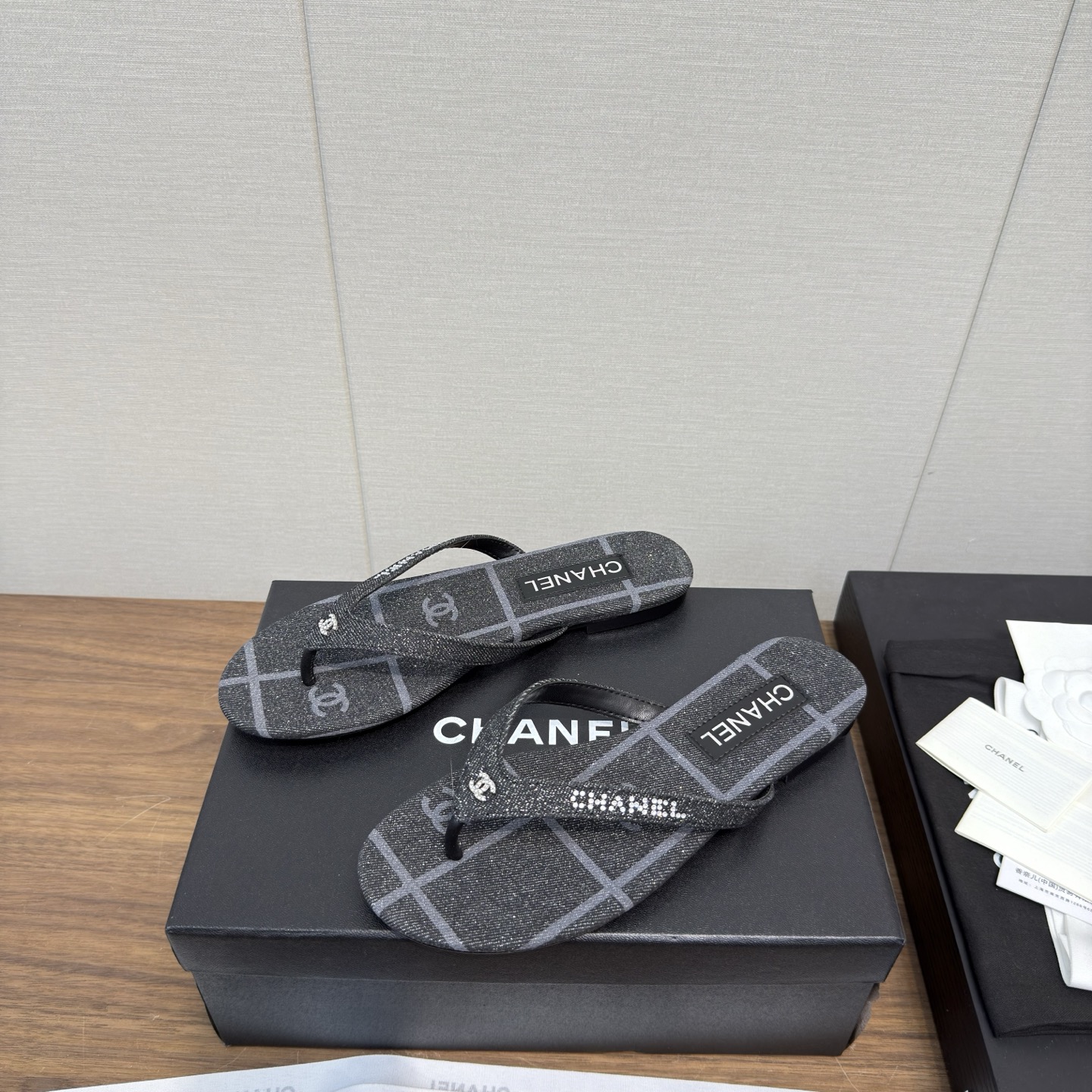 Chanel 샤넬 진주 장식 플립플랍 샌들 슬리퍼 신발