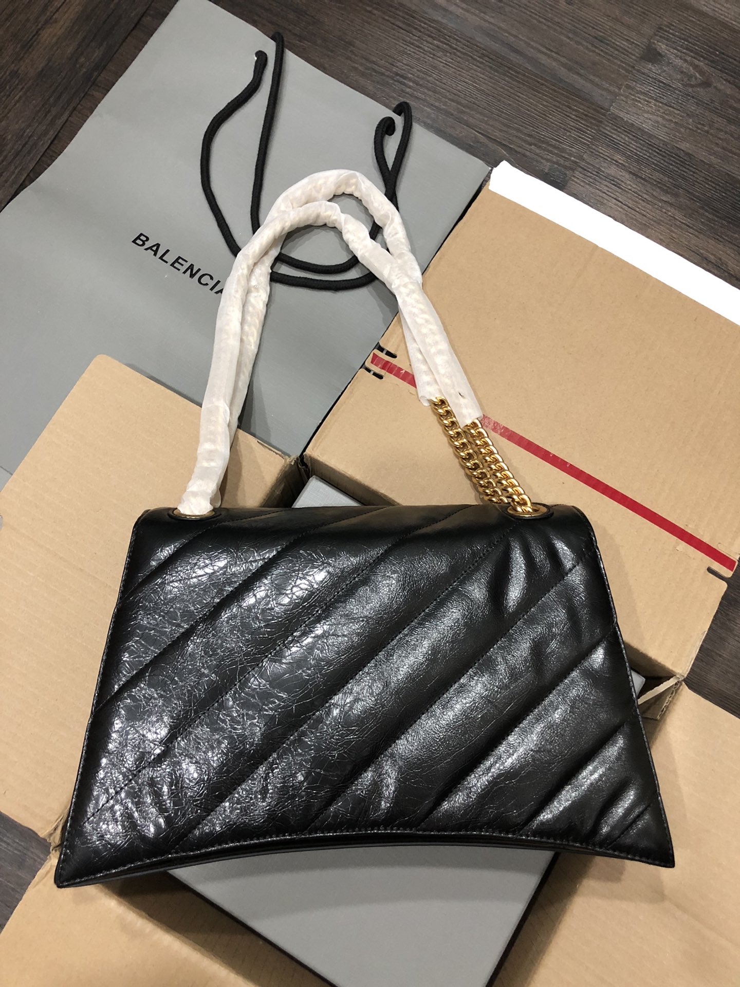 Balenciaga 발렌시아가 Crush 샤벨 체인백 금장 미디움 숄더백 가방