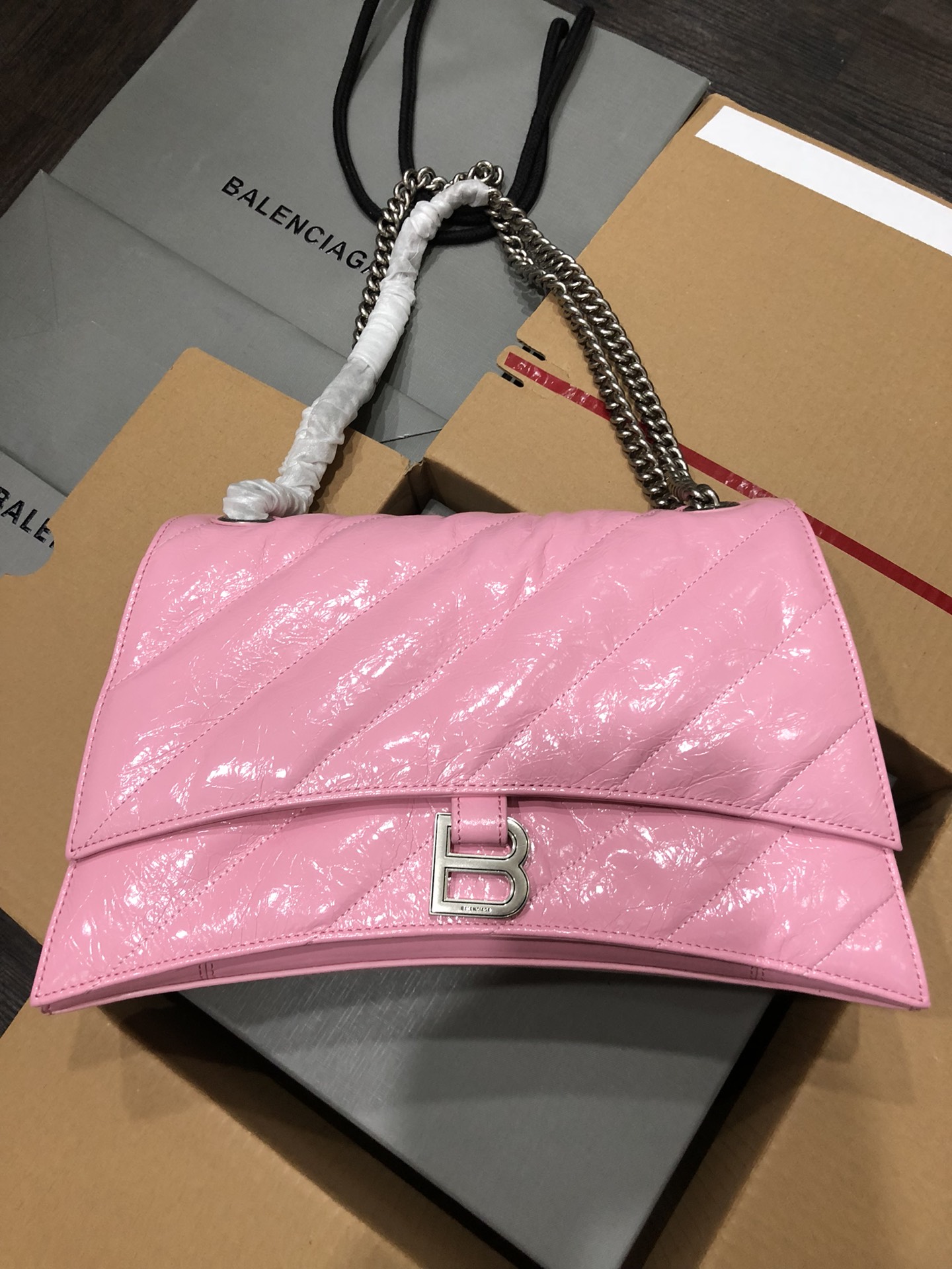 Balenciaga 발렌시아가 Crush 샤벨 체인백 금장 미디움 숄더백 가방