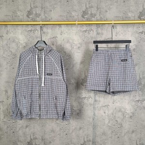 MiuMiu 미우미우 스타일 체크 후드 자켓 + 반바지 세트 의류