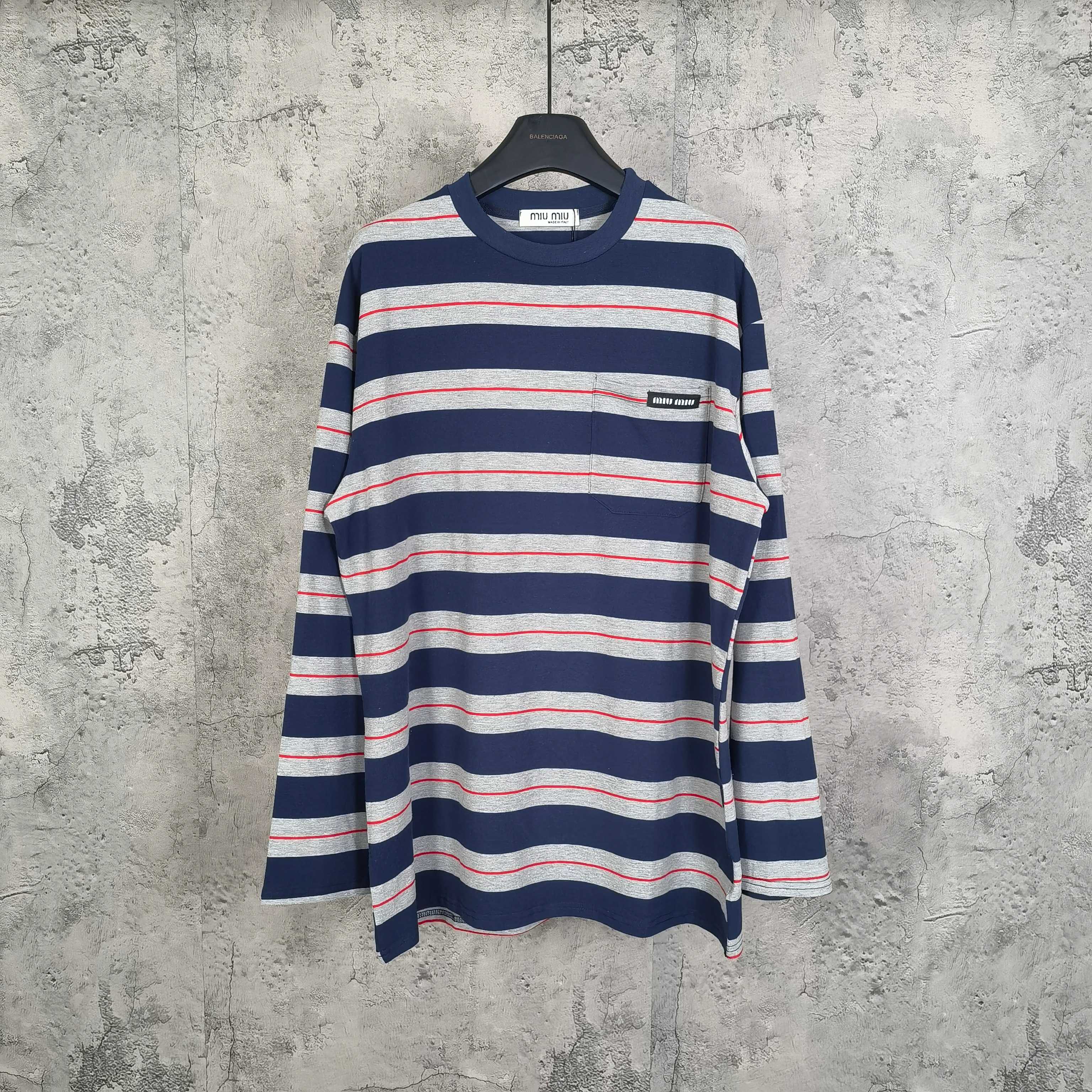 MiuMiu 미우미우 면 스트라이프 긴팔 티셔츠 의류