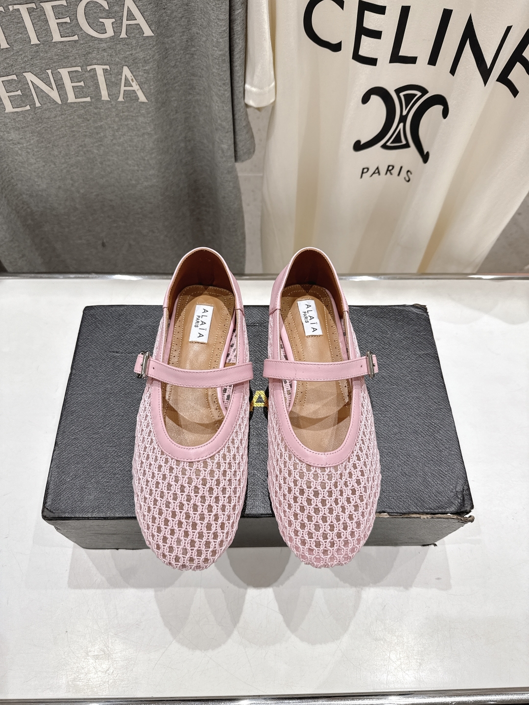 ALAIA 알라이아 메쉬 발레리나 플랫 슈즈 신발