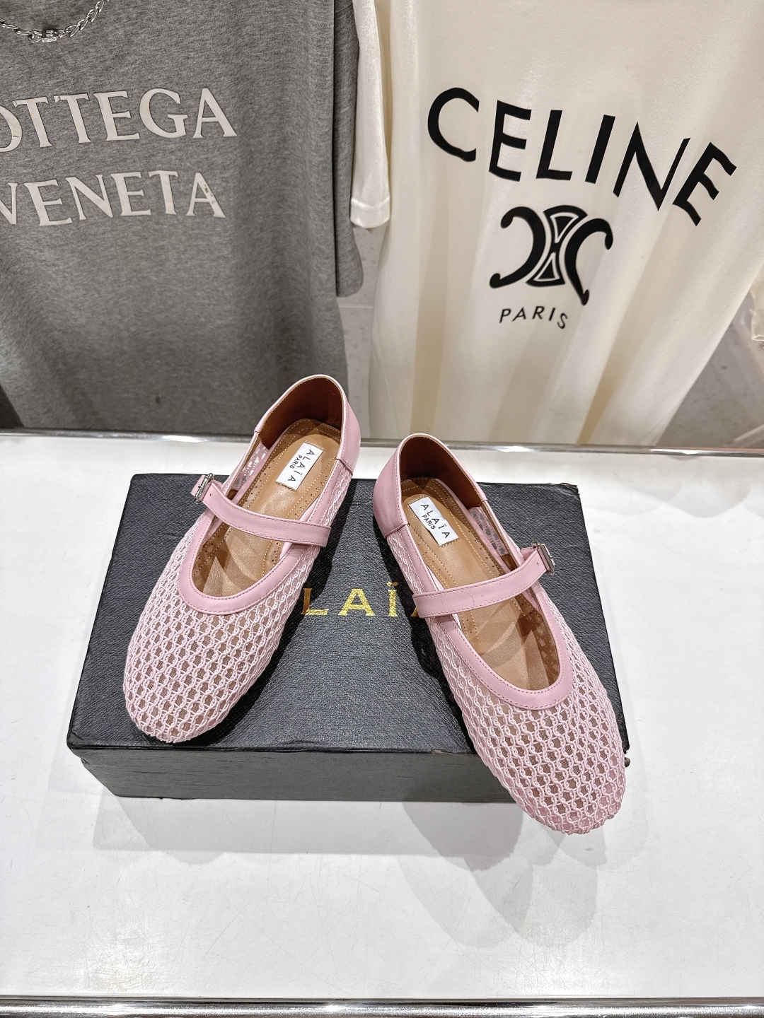 ALAIA 알라이아 메쉬 발레리나 플랫 슈즈 신발