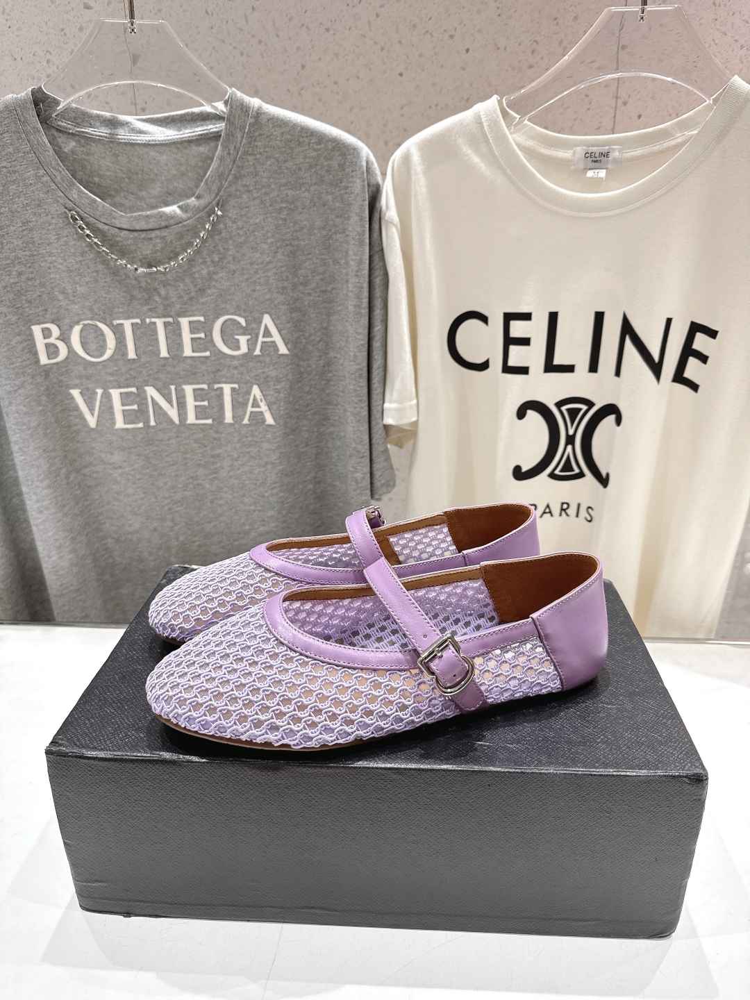 ALAIA 알라이아 메쉬 발레리나 플랫 슈즈 신발