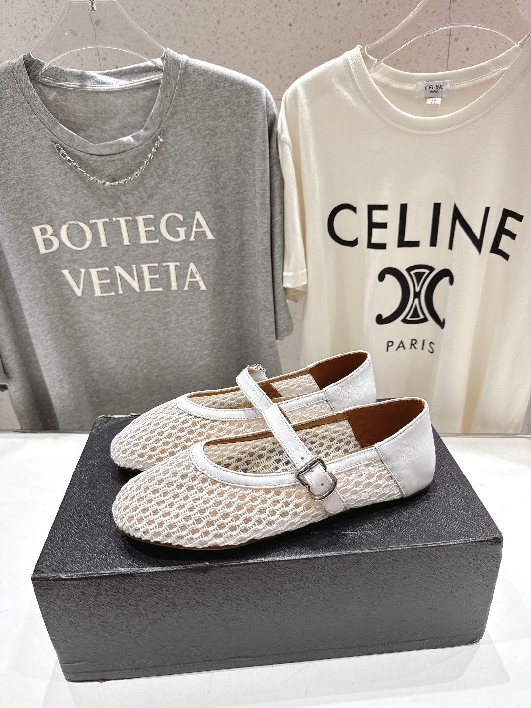 ALAIA 알라이아 메쉬 발레리나 플랫 슈즈 신발