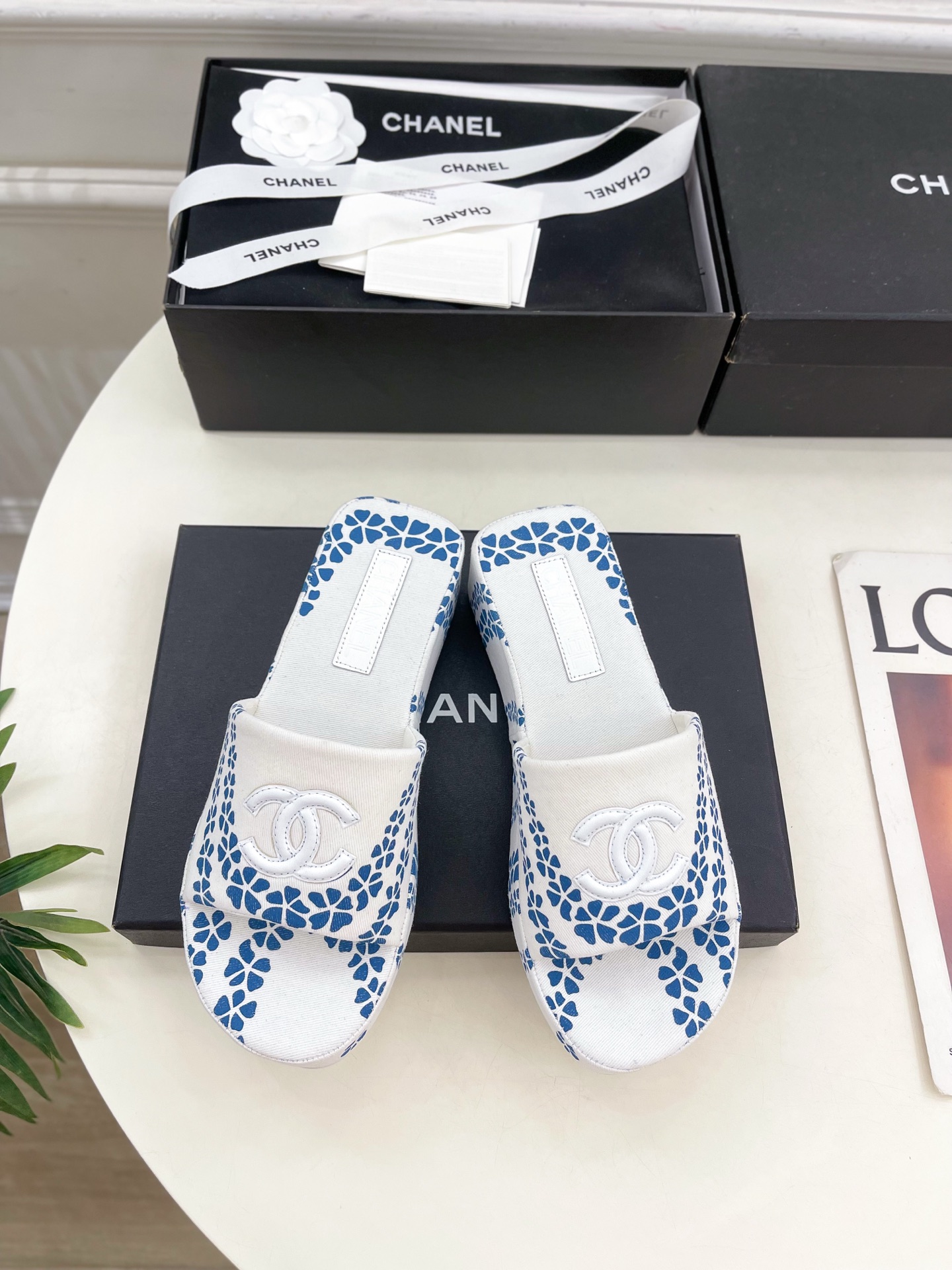 CHANEL 샤넬 더블C 로고 플랫폼 슬리퍼 샌들 신발