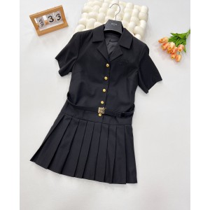 Miumiu 미우미우 벨트 반팔 카라 원피스 의류