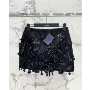 PRADA 프라다 화이트 울 플레어 스커트 치마 의류