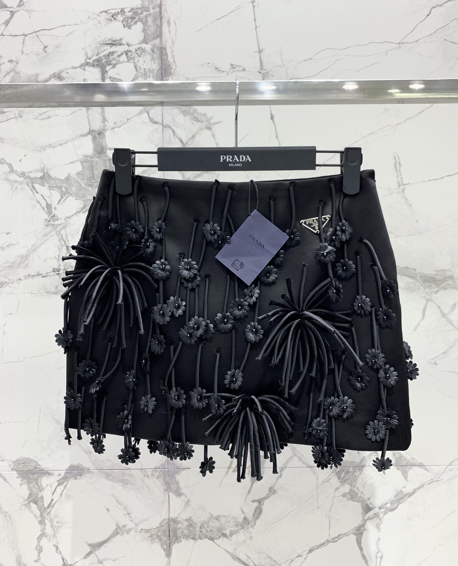 PRADA 프라다 화이트 울 플레어 스커트 치마 의류