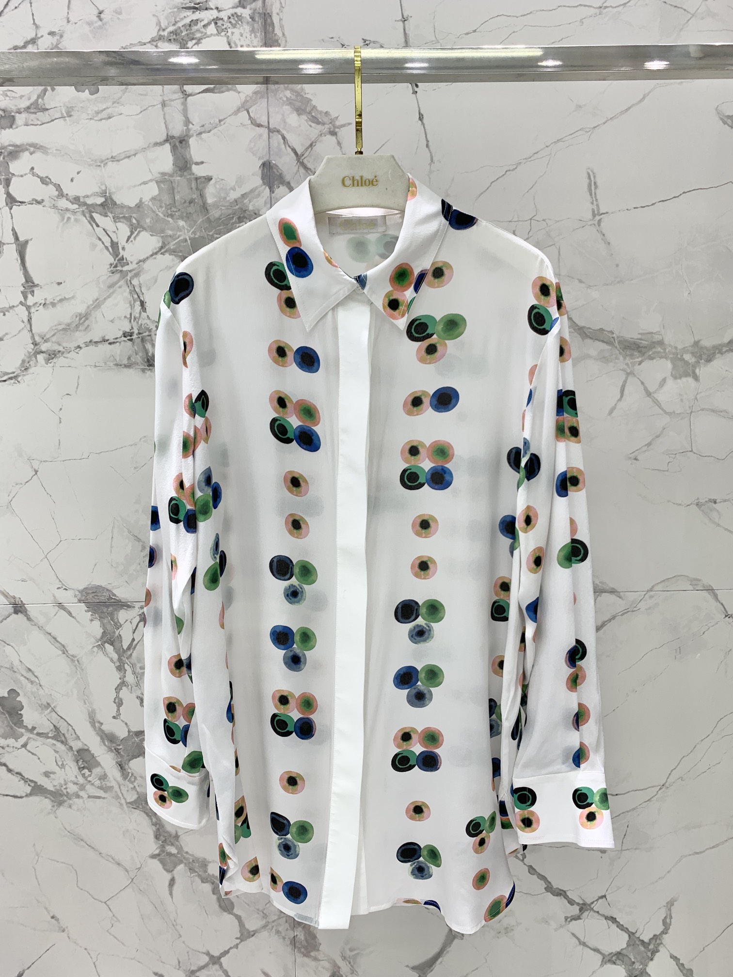 Chloe 끌로에 실크 도트 프린트 셔츠 의류