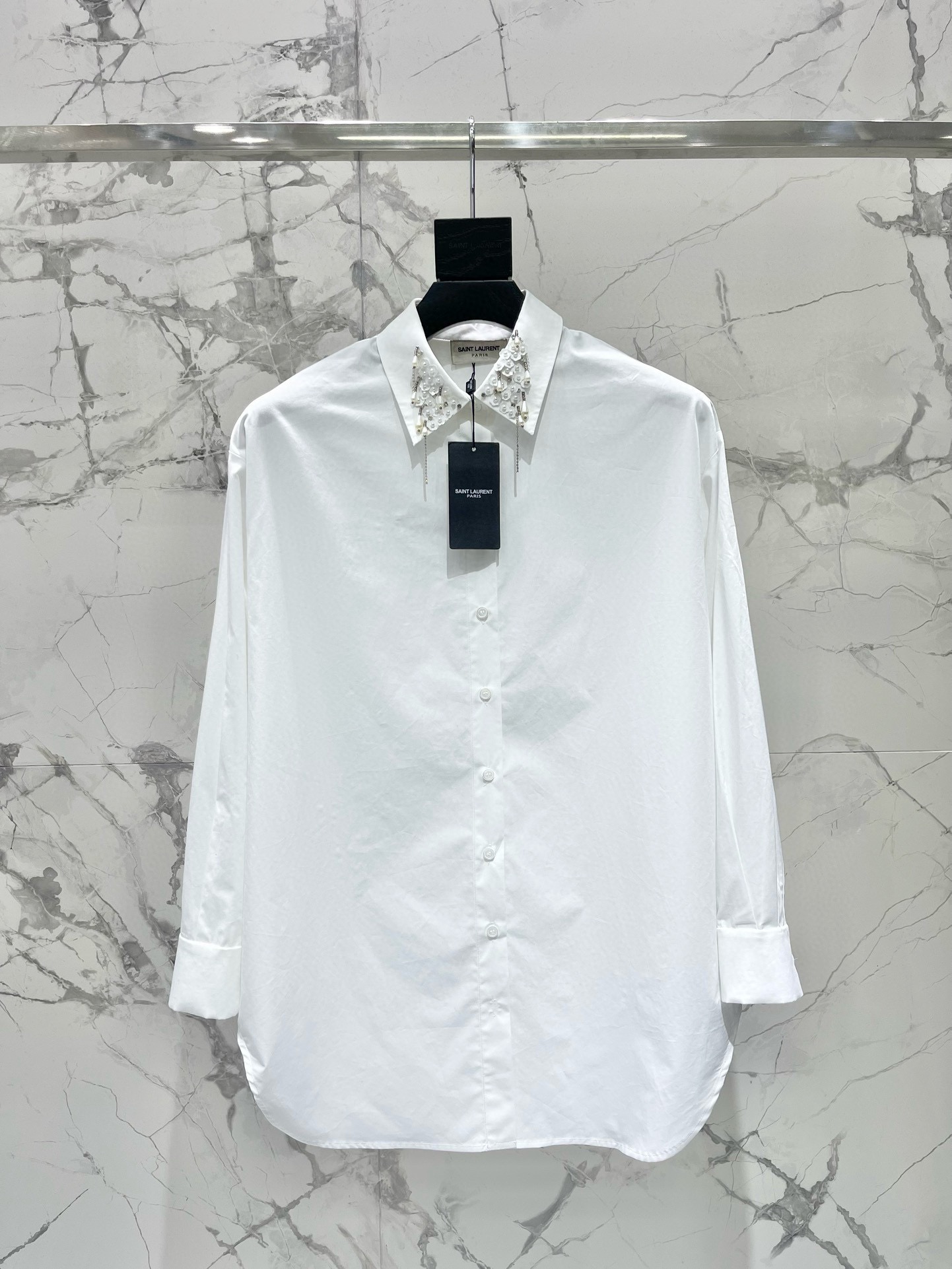 YSL 생로랑 비즈 장식 카라 셔츠 의류