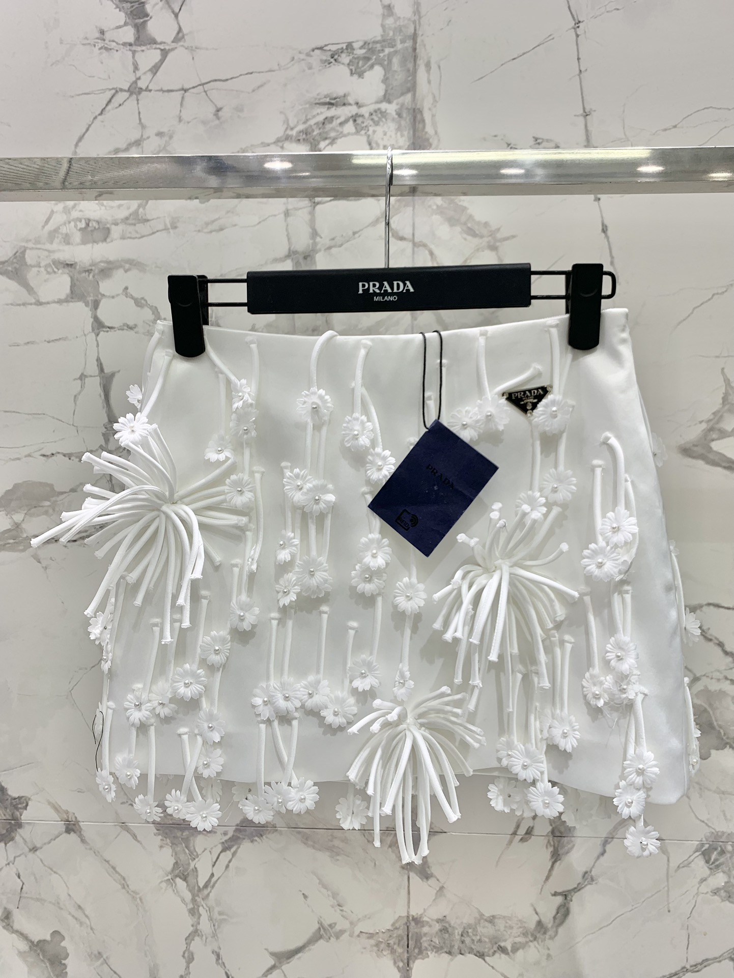 PRADA 프라다 화이트 울 플레어 스커트 치마 의류