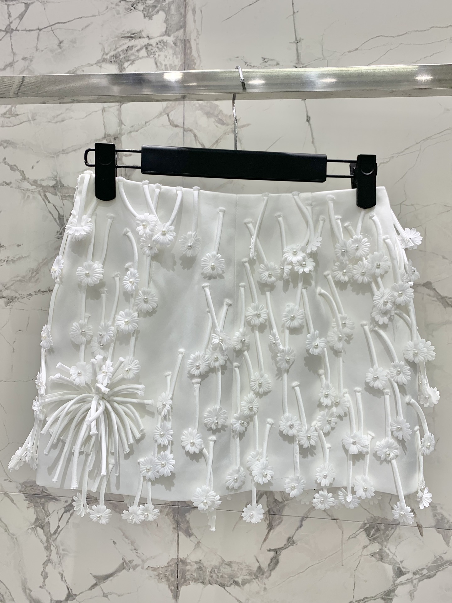 PRADA 프라다 화이트 울 플레어 스커트 치마 의류