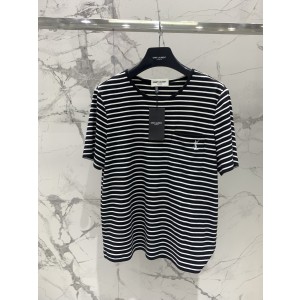 YSL 생로랑 스트라이프 니트 반팔 티셔츠 의류