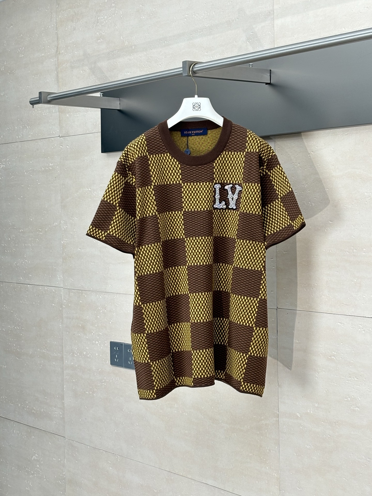 LV 루이비통 체크 큐빅 니트 반팔 티셔츠 의류