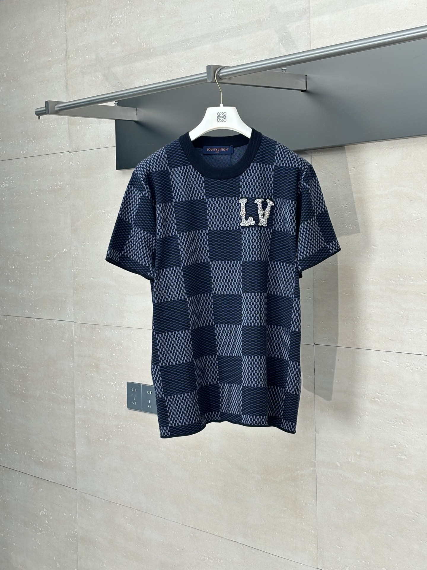 LV 루이비통 체크 큐빅 니트 반팔 티셔츠 의류