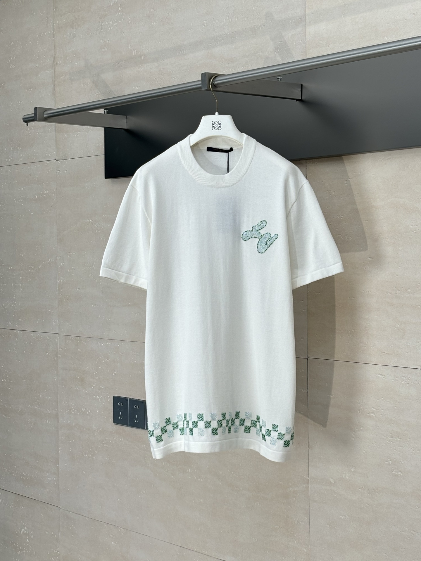 LV 루이비통 비즈 장식 라운드넥 반팔 티셔츠 의류