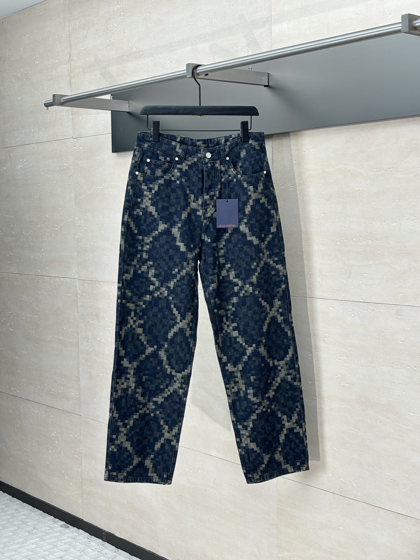 LV 루이비통 뱀피 패턴 자카드 데님 팬츠 바지 의류