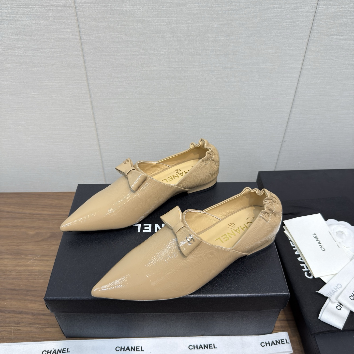 CHANEL 샤넬 리본 포인트 메리제인 플랫 슈즈 신발