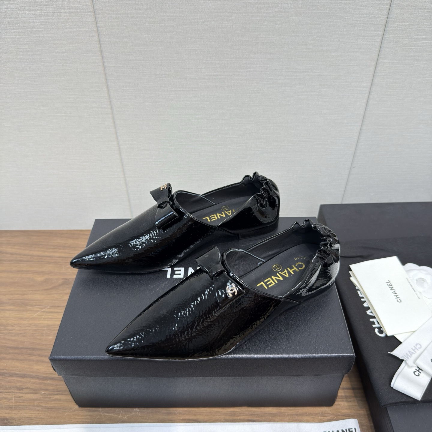 CHANEL 샤넬 리본 포인트 메리제인 플랫 슈즈 신발