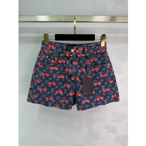 Louis Vuitton LV 루이비통 체리 로고 올오버 프린트 데님 쇼츠 반바지 의류