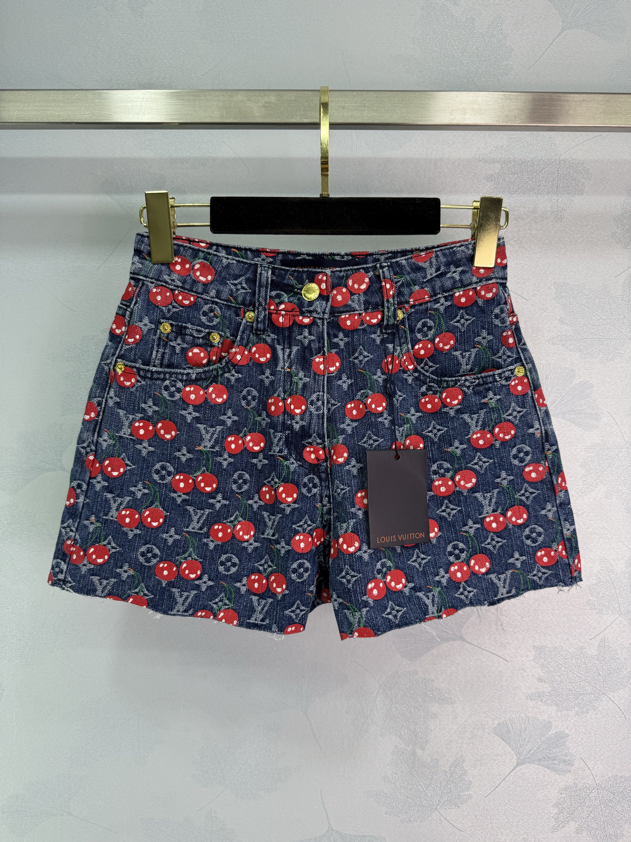 Louis Vuitton LV 루이비통 체리 로고 올오버 프린트 데님 쇼츠 반바지 의류