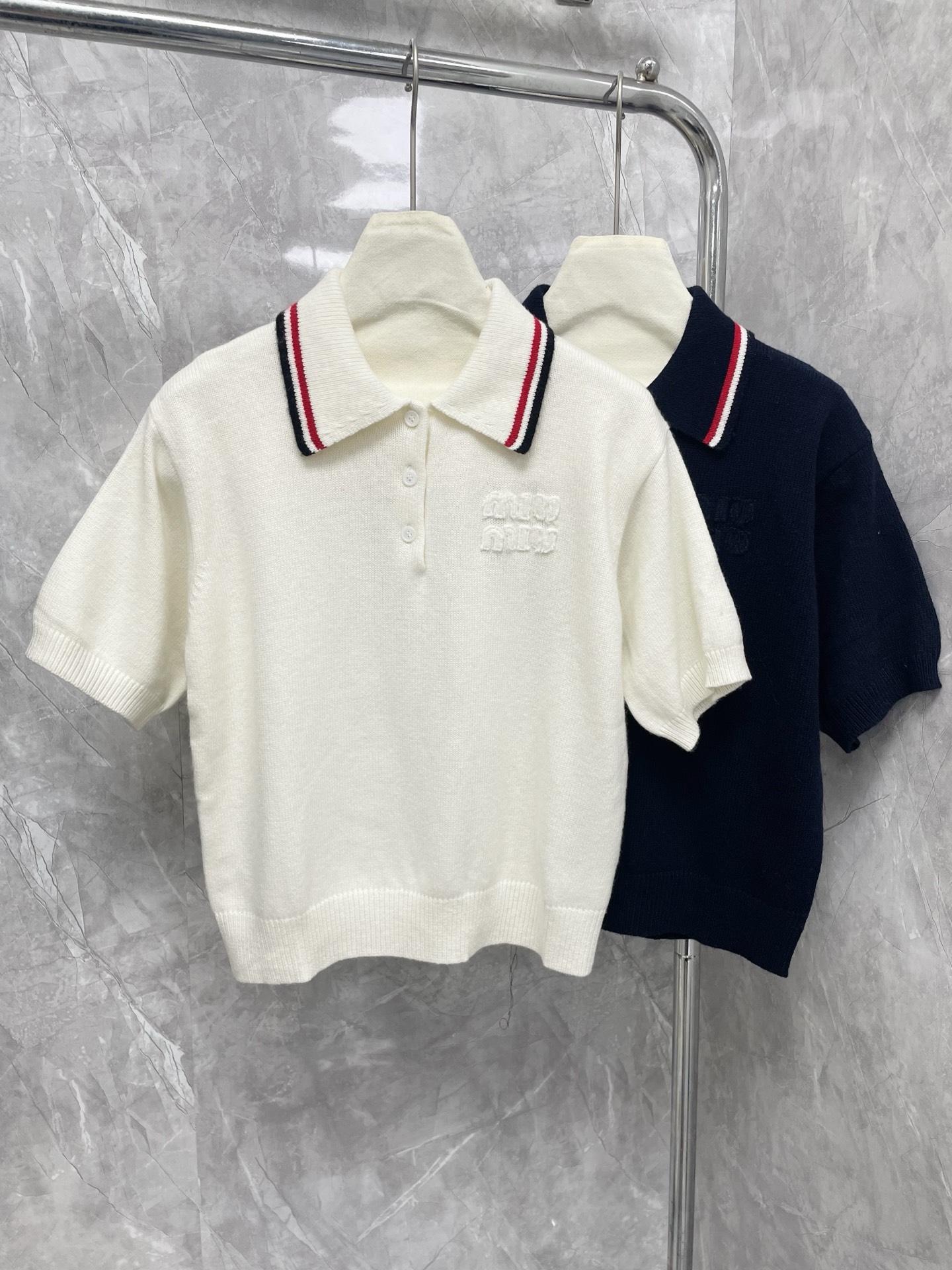 miumiu 미우미우 폴로 카라 반팔 니트 탑 상의 의류