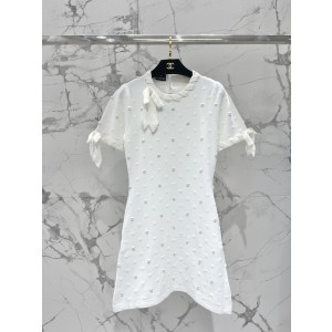 chanel 샤넬 도트 진주 장식 리본 니트 원피스 의류