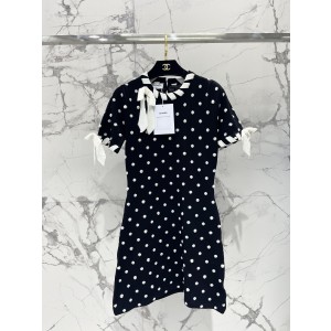 chanel 샤넬 도트 진주 장식 리본 니트 원피스 의류
