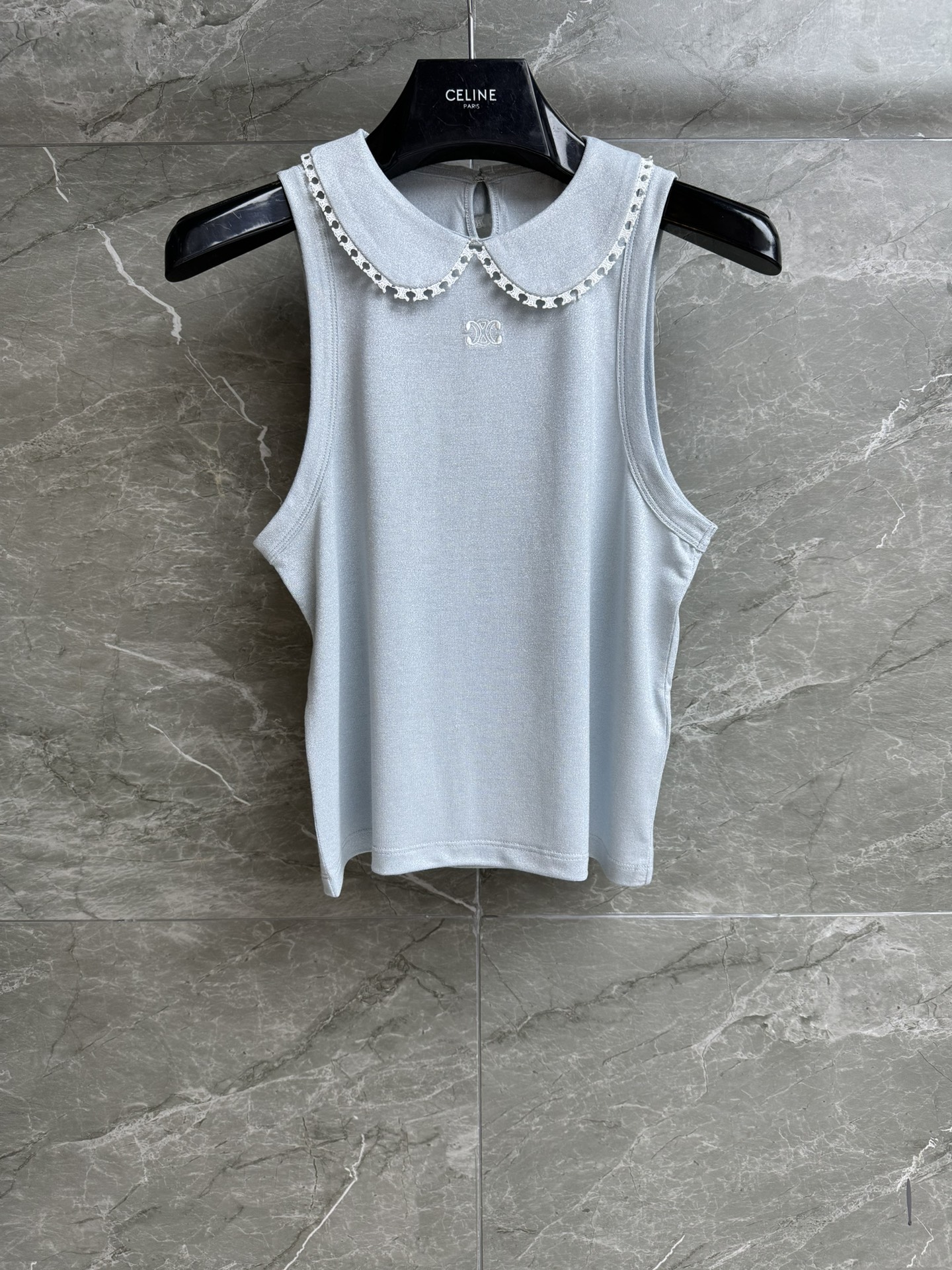 Celine 셀린느 카라 민소매 블라우스 탑 상의 의류