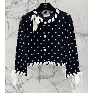 Chanel 샤넬 도트 패턴 얇은 니트 가디건 자켓 의류