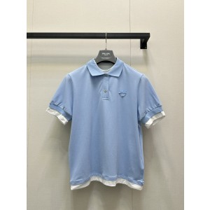 PRADA 프라다 페이크 레이어드 피케 반팔티 의류