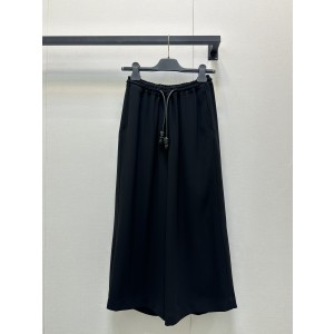 LOEWE 로에베 레더 스트링 밴딩 9부 와이드 팬츠 바지 의류