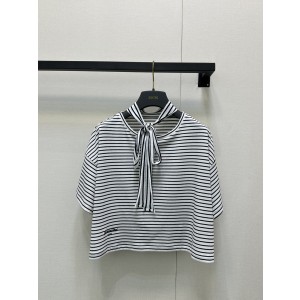 Dior CD 디올 리본 소매 스트라이프 티셔츠 의류