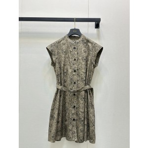 Dior CD 디올 프린트 벨트 원피스 의류
