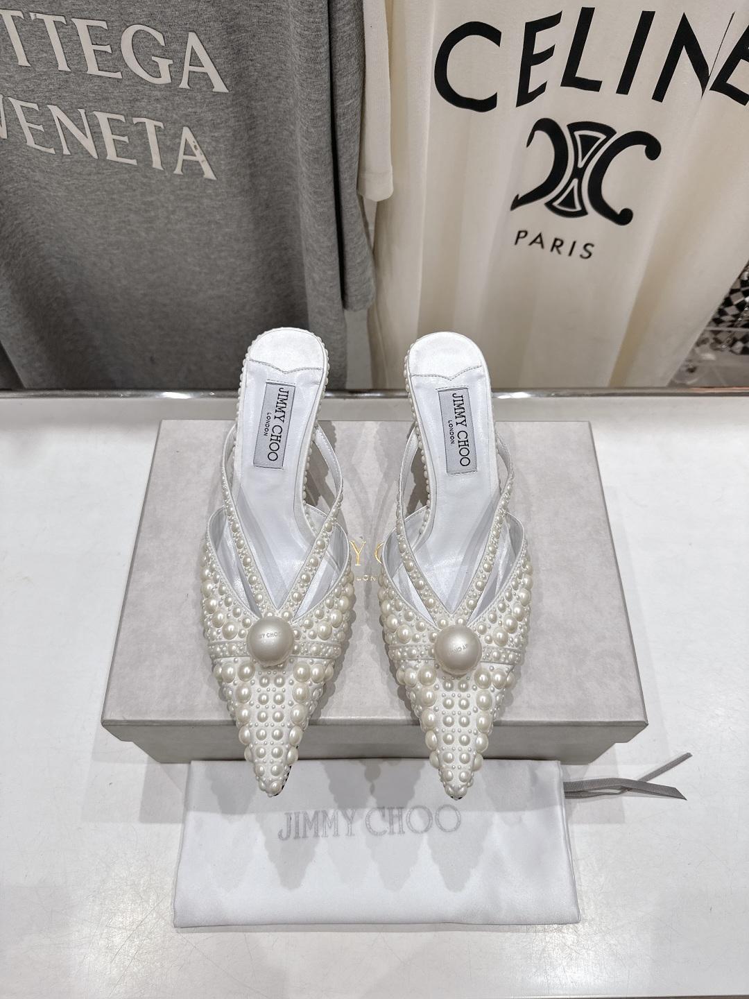 JIMMY CHOO 지미추 미니멀 포인티드 토 슬링백 뮬 힐 구두 신발