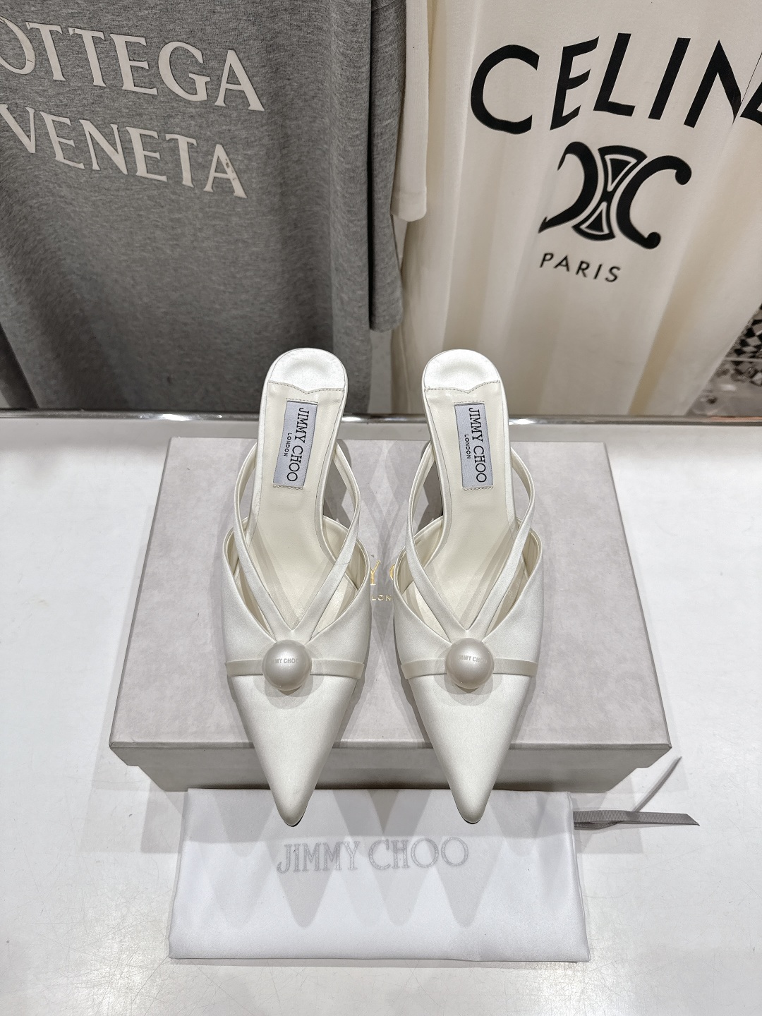 JIMMY CHOO 지미추 미니멀 포인티드 토 슬링백 뮬 힐 구두 신발